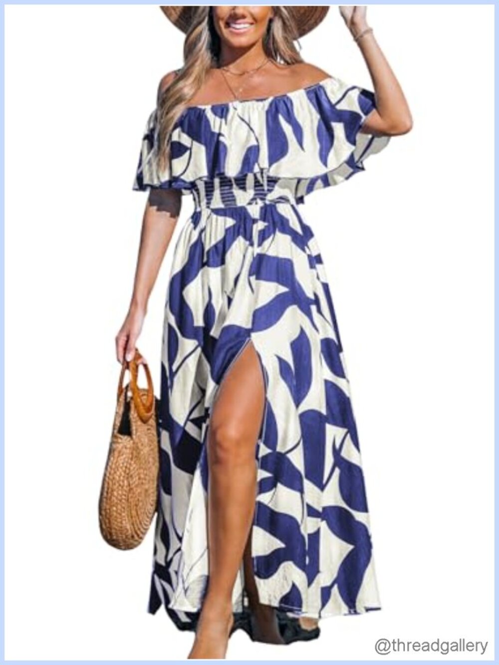 Women's Off Shoulder Ruffle Floral Maxi Dress Short Sleeve Backless Beach